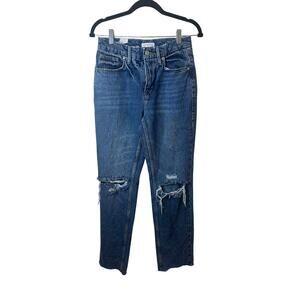 Good American NWT Good Curve Straight Straight Jeans Sz 2/26 Raw Hem Distress
